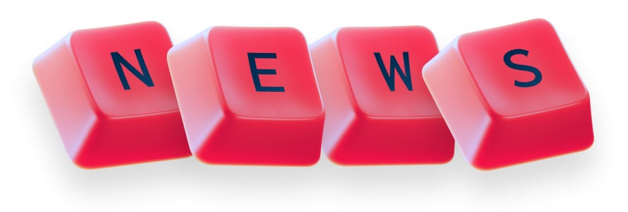 Four keycaps from a keyboard spelling out the word NEWS