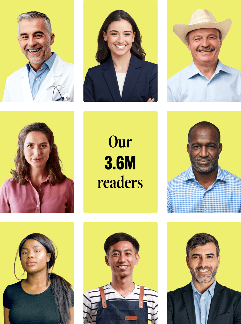 A mosaic of people who represent different professions