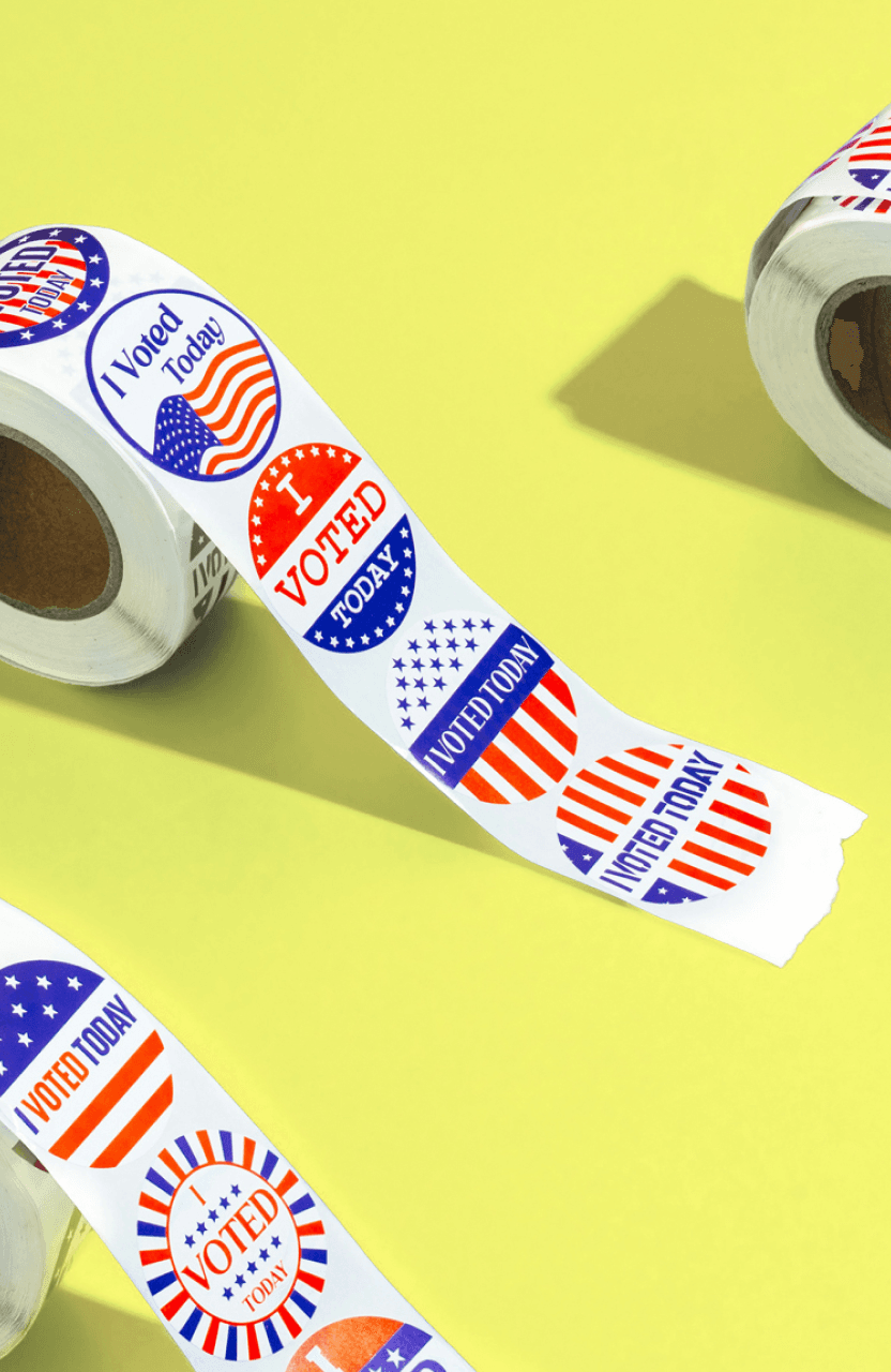 I voted stickers on yellow background